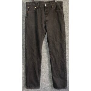 Levi's 501 Jeans Mens W34 L34 Black Button Fly Straight Leg Denim Pants